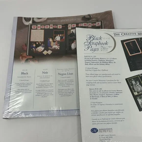 Lot 2 NIP Creative Memories Original 12X12 Black Scrapbook Pages Album Refills - Picture 2 of 7